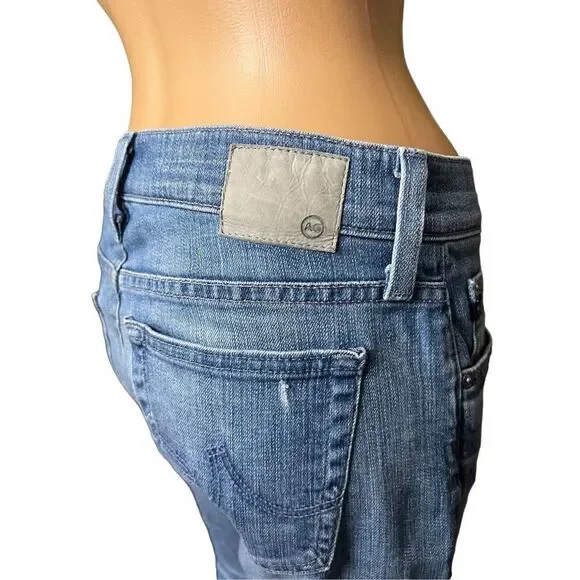 Adriano Goldschmied Women's Blue The Nolan Ankle Distressed Denim Jeans Size 26 - Picture 2 of 10